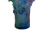 Purple Blue Green Crystal Glass Orchid Blossom Vase Display Art ws5075S