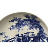 Vintage Large Blue White Scholars Students Graphic Porcelain Plate Display Art ws5077S