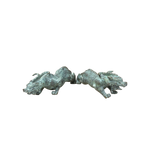 Pair Chinese Rustic Oxidized Patina Fengshui Pixiu Metal Figure GB008S