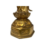 Oriental Metal Bronze Kannon Guan Yin Bodhisattva Holding Lotus Statue GB152S