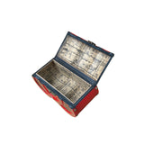 Oriental Bright Red Dragon Phoenix Graphic Circles Shape Container Box GB220S