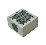 Chinese Flower Ding Vase Graphic Rectangular Porcelain Tea Caddy Jar GB649S