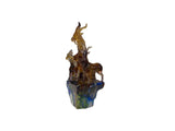 Golden Orange 3 Rams Crystal Glass Fengshui Display Art Figure GB768S