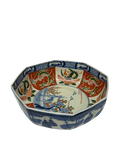 Vintage Oriental Imari Blue Red White Octagonal Porcelain Bowl Art GB840S