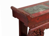 Chinese Vintage Brick Red Golden Carving Long Altar Console Table cs7756S