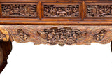 Chinese Vintage Opera Scenery Lion Heads Carving Long Altar Console Table cs7795S
