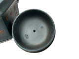 Vintage Chinese Gray Blue Hexagonal Bamboo Theme Zisha Clay Teapot Art Display JK298S