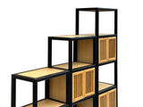 Set of 3 Black Tan Shutter Doors Display Cabinet Bookcase Room Divider ws4398S