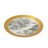 Chinese Gray White Snow Scenery Graphic Porcelain Display Charger Plate ws3464S