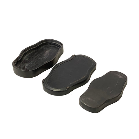 Chinese Characters Oval Shape Box Ink Stone Inkwell Pad ws3483S