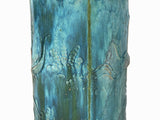 Vintage Chinese Turquoise Green Lotus Koi Fishes Ceramic Column Vase ws3522S