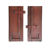 Pair Vintage Chinese Brown Fujian Style Carving Wood Wall Door Panels ws3740S