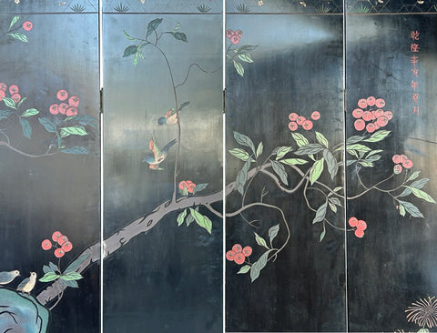 Vintage Chinese Coromandel Lacquer Court House Theme 8 Panel Screen ws4291S