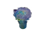 Purple Blue Green Crystal Glass Orchid Blossom Vase Display Art ws5075S