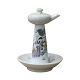 Chinese Ancient Style Porcelain Lady Harvest Longevity Peach Drawing Oil Lamp n364S