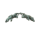 Pair Chinese Rustic Oxidized Patina Fengshui Pixiu Metal Figure GB008S