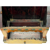 Chinese Tibetan Yellow Brown Treasure Graphic Offering Shrine Chest cs7677S