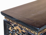 Chinese Vintage Black Golden Carving Motif Tall Altar Console Table cs7784S