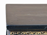 Chinese Vintage Black Golden Carving Motif Tall Altar Console Table cs7784S