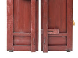 Pair Vintage Red Green Yellow Fujian Relief Carving Door Panels ws4270S