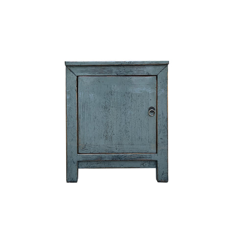 Oriental Distressed Medium Gray 1 Door End Table Nightstand Chest ws4423S