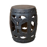 Chinese Iron Black Color RuYi Pattern Round Clay Ceramic Garden Stool ws3172S
