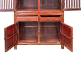 Vintage Brown Oriental Open Bars Doors Display Curio Cabinet Bookcase GB259S