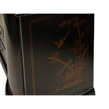 Chinese Black Veneer Golden Scenery Credenza Console Cabinet Table cs7680S
