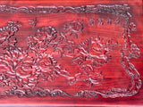 31.5" Medium Oriental Brown Phoenix Flowers Carving Camphor Trunk Table cs7712S