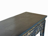 Set Chinese Vintage Black Golden Carving Motif Tall Altar Square Table cs7784BS