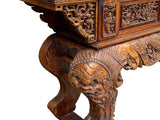 Chinese Vintage Opera Scenery Lion Heads Carving Long Altar Console Table cs7795S