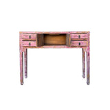 Distressed Pink Slim Narrow 4 Drawers Foyer Side Console Table ws4446S