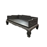 Oriental Dragon Relief Motif Solid Dense Tan Wood Luohan Daybed ws4970S