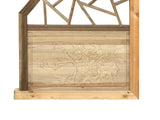 Chinese Tan Color Flower Ducks Geometric Round Arch Wood Room Divider ws3720S