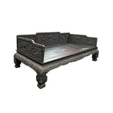 Oriental Dragon Relief Motif Solid Dense Tan Wood Luohan Daybed ws4970S
