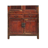 Vintage Brown Oriental Open Bars Doors Display Curio Cabinet Bookcase GB259S