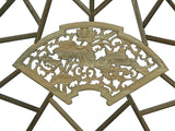 Chinese Tan Color Flower Ducks Geometric Round Arch Wood Room Divider ws3720S