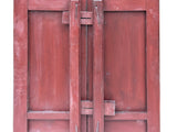 Pair Vintage Red Green Yellow Fujian Relief Carving Door Panels ws4270S