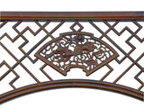 Chinese Brown Flower Ducks Geometric Round Arch Wood Room Divider cs7835S