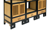 Set of 3 Black Tan Shutter Doors Display Cabinet Bookcase Room Divider ws4398S