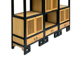 Set of 3 Black Tan Shutter Doors Display Cabinet Bookcase Room Divider ws4398S