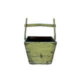 Vintage Rustic Light Fade Green Square With Handle Wood Bucket ws4510S