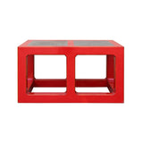 Red Lacquer Stone Top Contemporary Coffee Table s049S