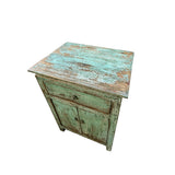 Distressed Pastel Light Green 2 Doors End Table Nightstand ws4497S