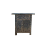 Distressed Rustic Black Rough Grain Wood Side Table Nightstand Cabinet ws4412S