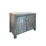 Distressed Tan Blue 2 Doors Credenza Sideboard Console Table Cabinet ws4495S