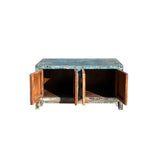 Distressed Aqua Turquoise Blue Small Low TV Stand Console Cabinet ws4409S
