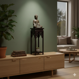 4.75" Dark Brown Scroll Pattern Square Tall Slim Wood Display Stand Riser st1058BS