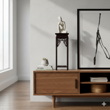 4.75" Dark Brown Scroll Pattern Square Tall Slim Wood Display Stand Riser st1058BS