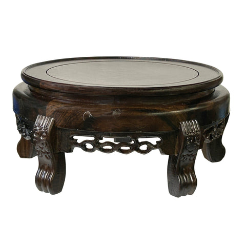 8.75" Display Top Solid Wood Round Shape Stand Easel With Silver Line Inlay n602S